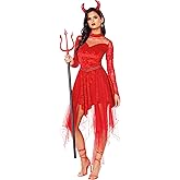 Spirit Halloween Adult Devious Devil Costume | Red Devil Dress with Horns