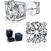 MomentWish Moissanite Earrings, Birthday Gifts for Her, D Color VVS1 Clarity Moissanite Stud Earrings, White Gold Plated 925 Sterling Silver Studs Jewelry for Women Men