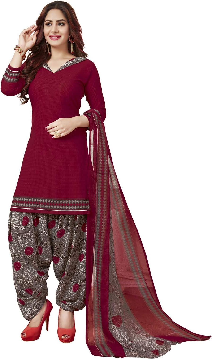 Women's Crepe/Synthetic Patiala Dress Material GSSIWEDM6072