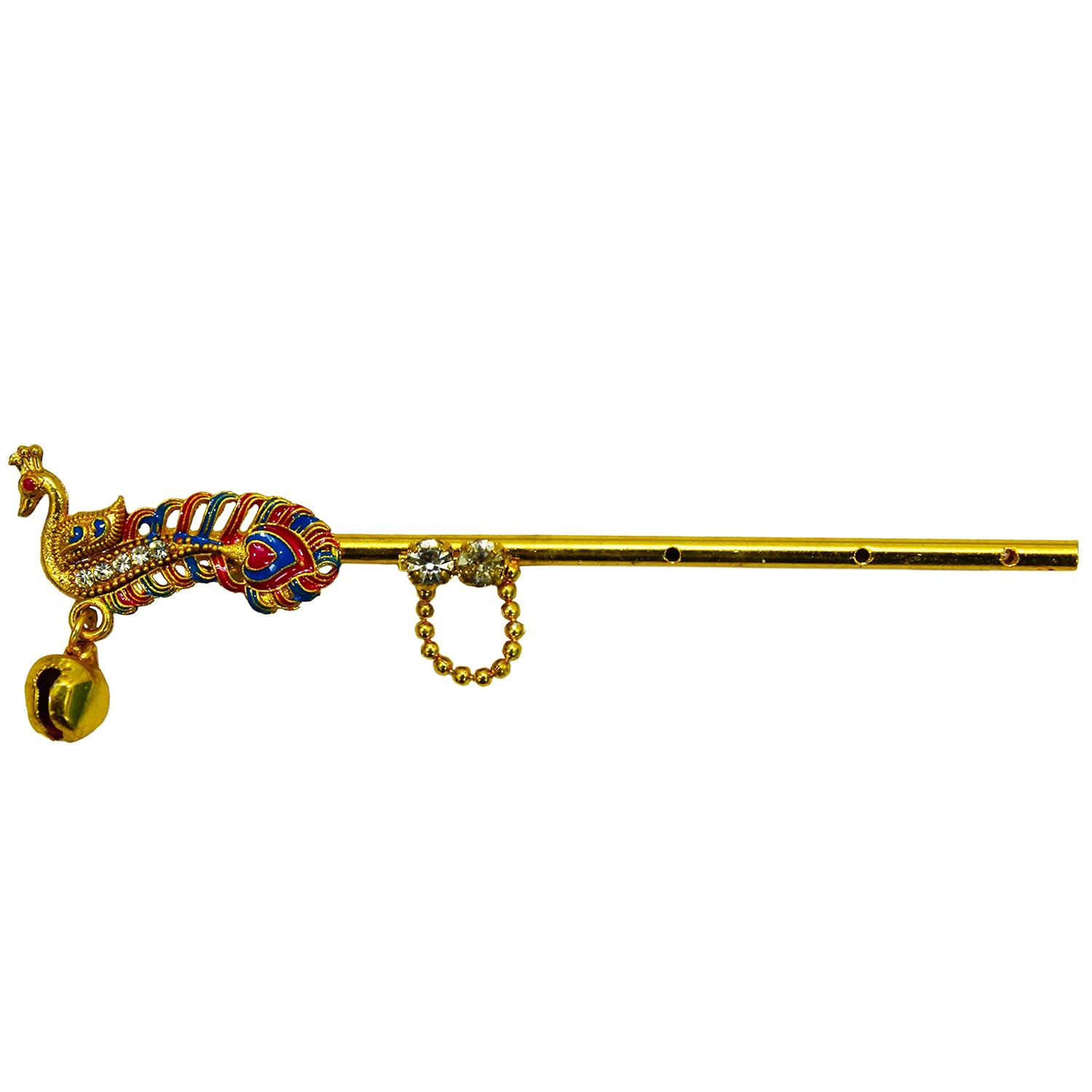 Buy The Holy Mart Multicolour Peacock Krishna Brass Flute (8 cm