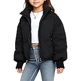 Gihuo Girls Kids Puffer Quilted Jacket Zip Up Warm Outerwear for Girls 7-14 Years