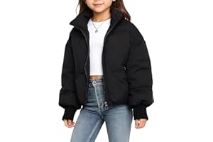Gihuo Girls Kids Puffer Quilted Jacket Zip Up Warm Outerwear for Girls 7-14 Years