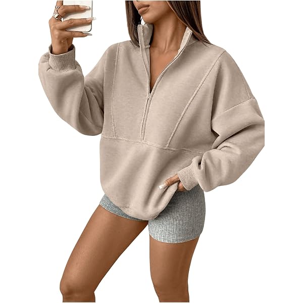 SweatyRocks Women's Drop Shoulder Crop Sweatshirt - Fleece Pullover For Spring & Fall, Casual Oversized Fit