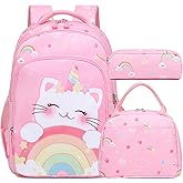 Girls' Elementary School Backpack with Lunch Box - Back to School Bag Bookbag