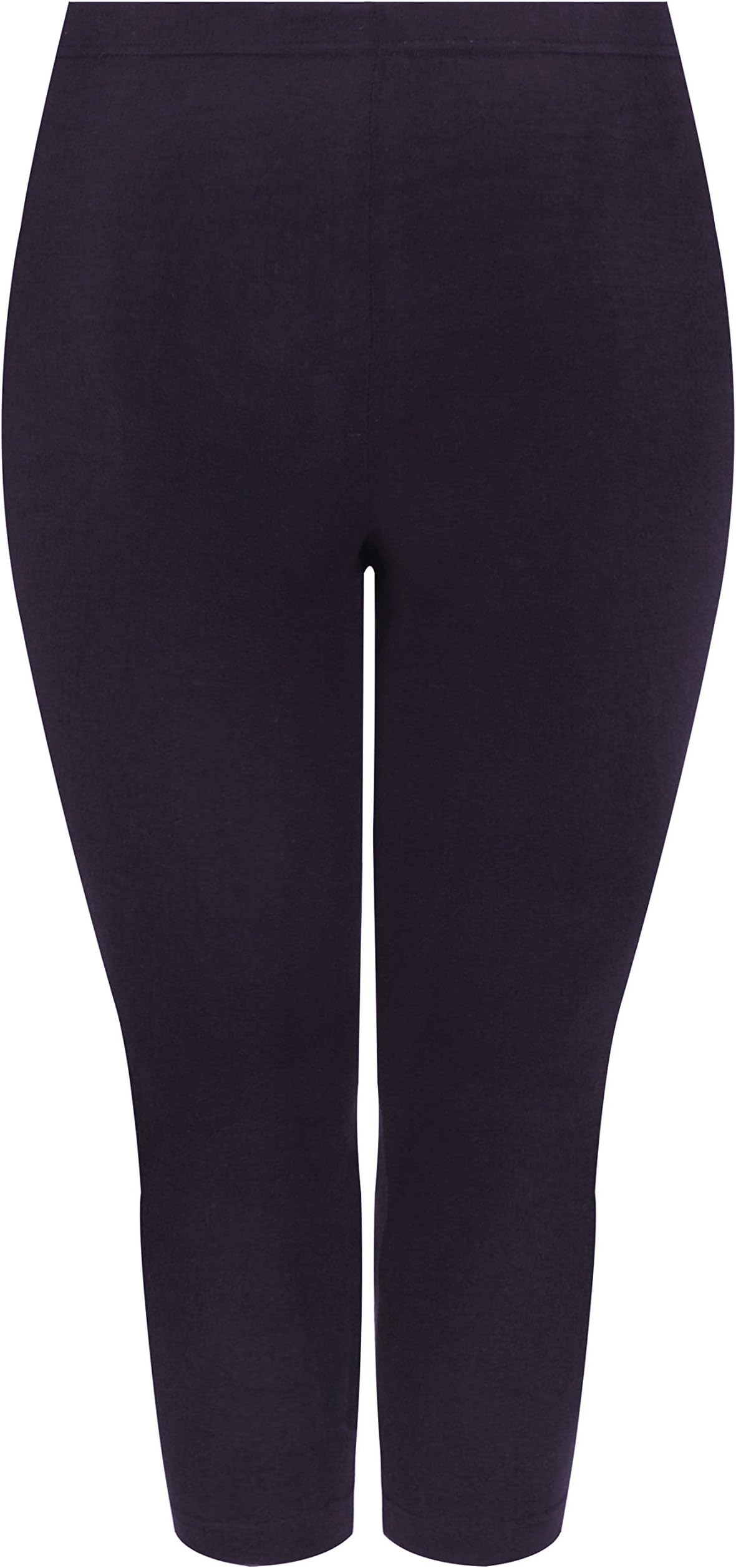 Yoursfor Good Curve Plus Size Navy Cotton Soft Stretch Cropped High Waisted Leggings - Women's Yoga Workout Gym Blue