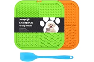 MateeyLife 2PCS Large Lick Mat for Dogs and Cats, Licking Mats for Dog Anxiety Relief, Cat Peanut Butter Lick Pad for Boredom Reducer, Dog Treat Mat Perfect for Bathing Grooming Green&Orange