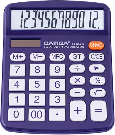 CATIGA 12 Digit Desktop Calculator Large LCD Dual Power CD-2786