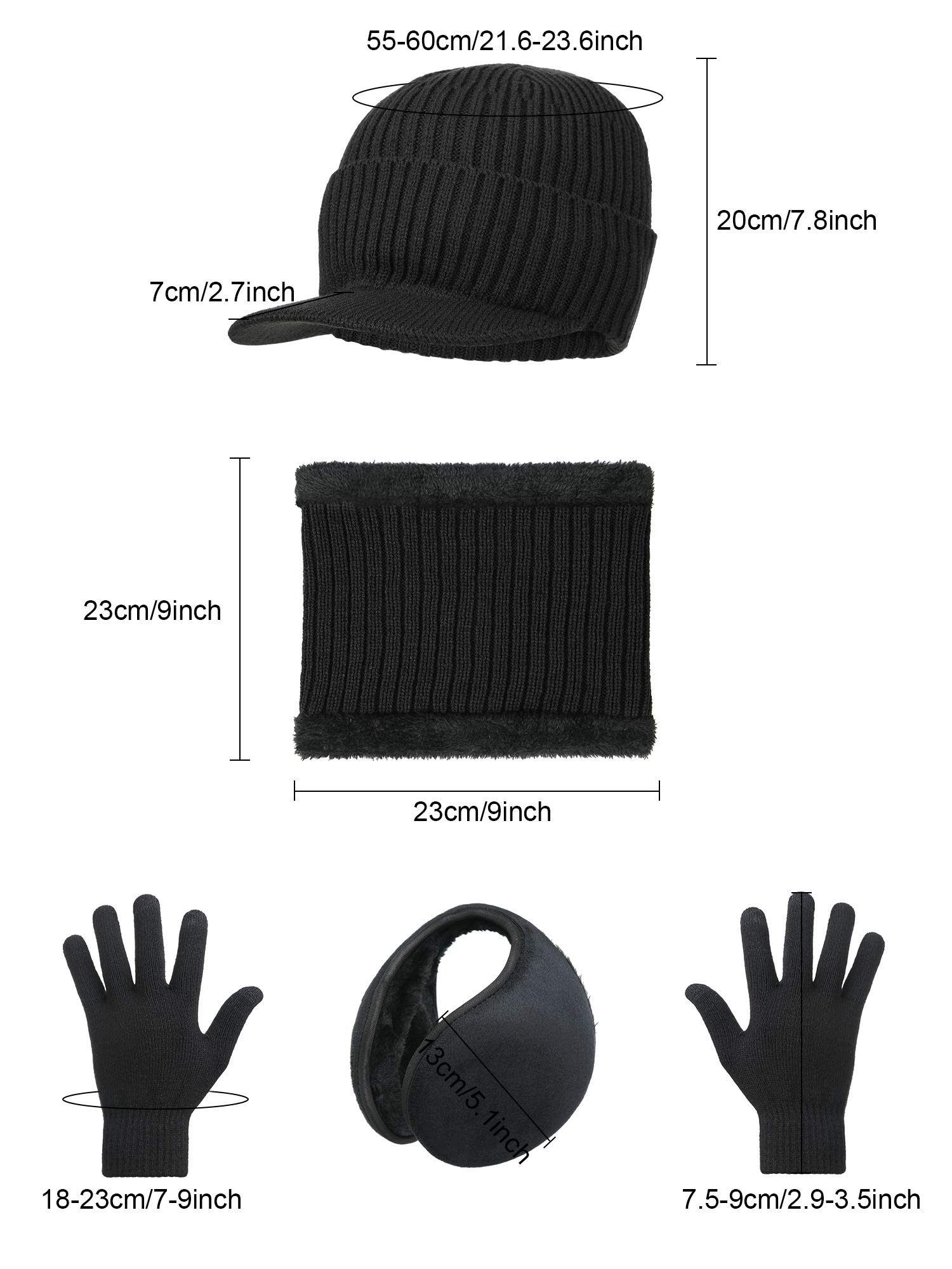 4 Pieces Winter Warm Set Knit Hat Scarf Earmuff Touch Screen Gloves for Unisex 4 Pieces Winter Warm Set Knit Hat Scarf Earmuff Touch Screen Gloves for Unisex