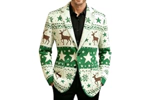 AEPTDEO Mens Christmas Blazer Casual Corduroy Suit Jacket Vintage Slim Fit One Button Holiday Sport Coat with Pockets