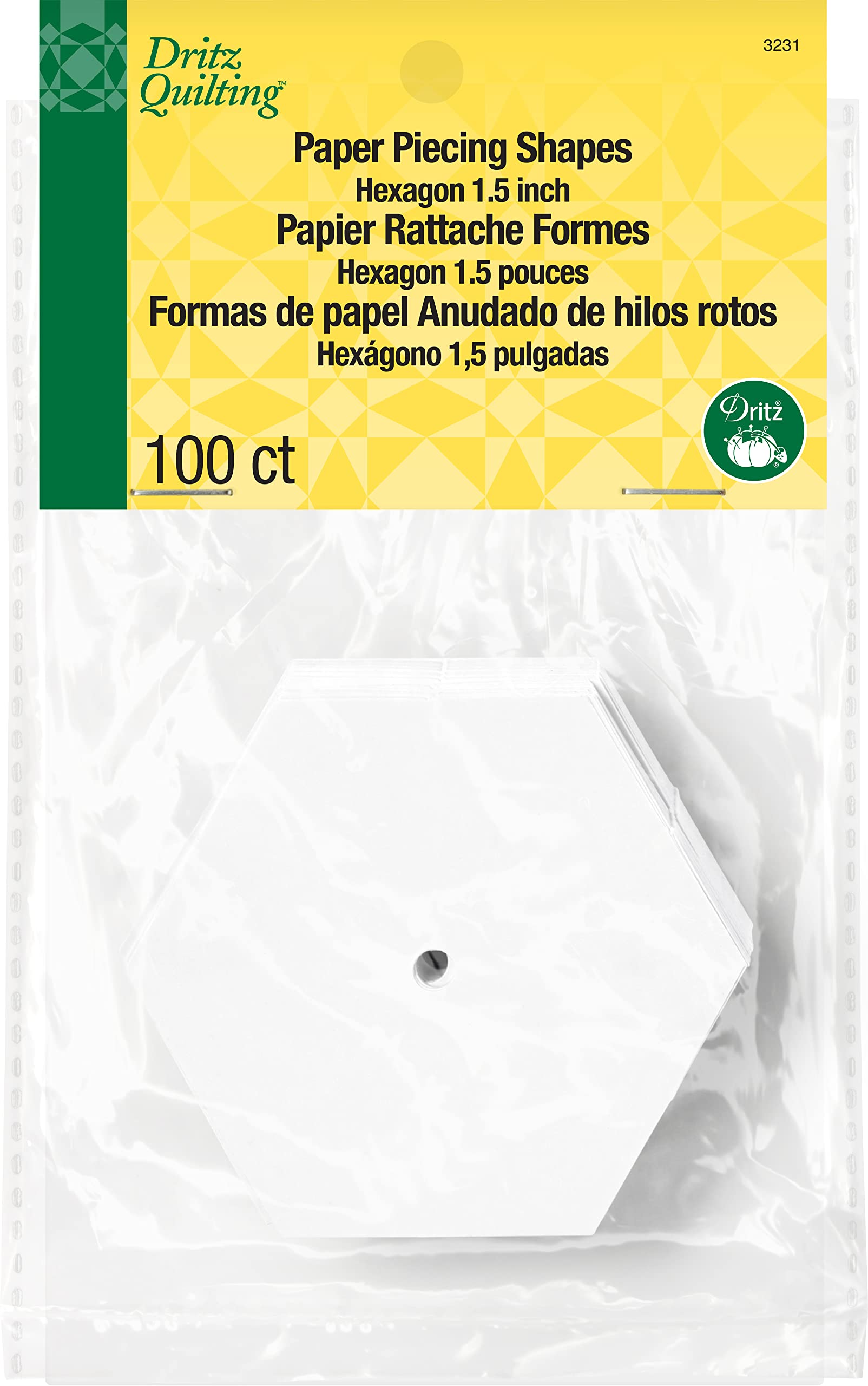 Dritz Quilting Paper Piecing Hexagon-1.5-inch 100/Pkg — image 1