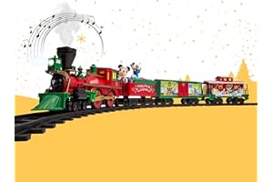 Lionel Disney Battery-Operated Mickey Mouse Express Toy Train Set with Bluetooth, Locomotive, Train Cars, & Track with Authentic Train Sounds, Lights, & Water Vapor Smoke Effects for Kids 4+