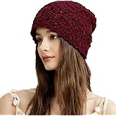Hshsclth 100% Cotton Crochet Beanie Hat Handmade Knit Slouchy Floral Skull Hat Knitted Openwork Summer hat for Women