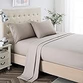 Lanest Housing King Sheet Set, 2400 Thread Count Soft Deep Pocket Microfiber Sheets, 4 Pieces Taupe Bedding Sheets & Pillowcases