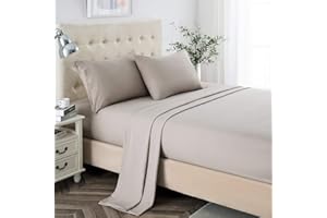 Lanest Housing King Sheet Set, 2400 Thread Count Soft Deep Pocket Microfiber Sheets, 4 Pieces Taupe Bedding Sheets & Pillowcases
