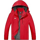 TEZO Mens Rain Jacket Waterproof with Hooded Hiking Coat Lightweight Windbreaker