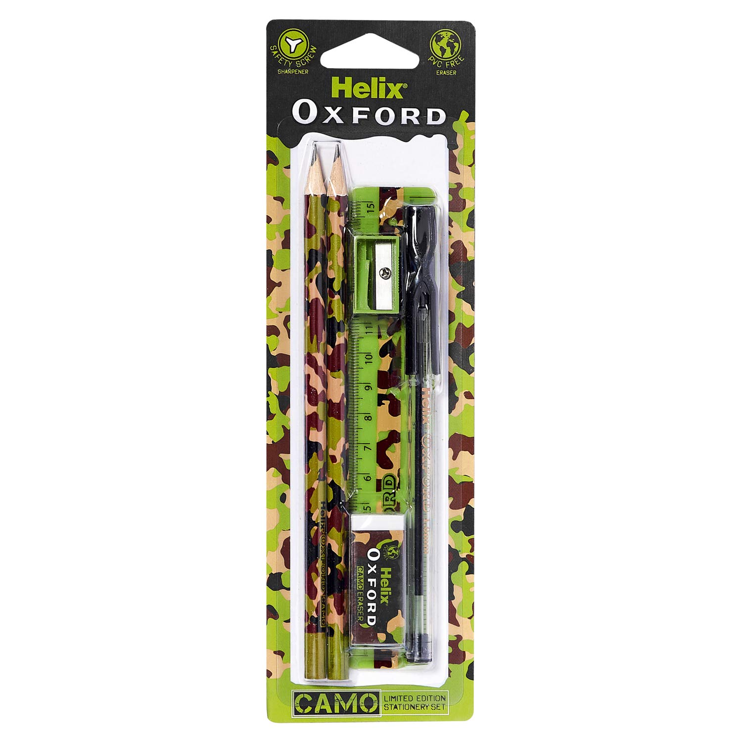 Helix Oxford Camo Student Stationery Set - Green, 981741 , Camo Green