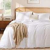 LBRO2M 100% France Linen Duvet Cover Set Cal King Size 3 Pcs Natural Flax Comforter Cover with Zipper Closure 2 Pillowcase Breathable Duvet Cover (White California King)