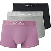SALIGIA Men’s Trunks Underwear Sexy, Tag-Free & 60s Luminous Modal-Cotton Blend Boxer Briefs with No-Fly Pouch 3-Pack