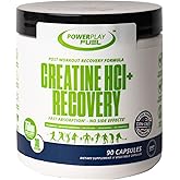 CREATINE HCl + Recovery Capsules for Men and Women, Muscle & Brain Health, Cognitive Function, Immune Support - 90 Vegetable Capsules