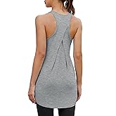 Bestisun Women Workout Athletic Yoga Shirts Loose Fit Racerback Long Tank Tops