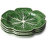 Le Jardin Green Cabbage Plates - Dinner, SET OF FOUR -11" Sculpted Green Stoneware Leaf Plates &ndash; Seasonal Garden-Inspired Tableware for Spring &amp; Summer Dining and Entertaining