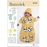 Butterick B6968A Infants' Bunting, Jumpsuit, Shirt, Diaper Cover, Hat, Bib, Mittens, Booties and Blanket Sewing Pattern Kit, Design Code B6968, Sizes XXS-XS-S-M-L