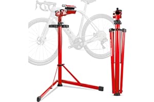 Osluken Professional Bike Repair Stand, 176 LBS Heavy Duty Portable Bicycle Mechanic Maintenance Workstand with Tool Tray, Steel & Aluminum Shop Home Adjustable Height Foldable Bike Work Stand for E Bike, MTB, RB