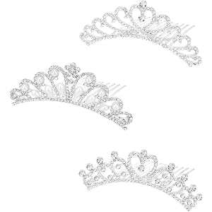 Hotalisona Tiara Crowns for Women Silver Birthday Quinceanera Quince Mini Rhinestone Tiara Crowns with Hair Comb Cute Hair Ac