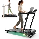 UREVO Foldable Treadmill with Adjustable Laptop Desk, 12% Auto Incline | Height-Adjustable Laptop Desk,12% Automatic Incline,Quiet Dual Brushless System,12-Point Shock Absorption