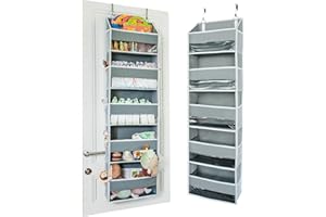 HOUSEIFY Ooh So Tidy Over Door Organizer - 5-Tier Hanging Organizer with 5 Large Pockets & 10 Mesh Pockets - Ideal for Craft Room, Nursery, Kids Room, Dorm Storage & Shoe Organization (Grey, 15 x 55.5 x 6.5”)