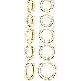 Jstyle Small Gold Hoop Earrings for Women Hypoallergenic Sterling Silver Earrings for Sensitive Ears Non Tarnish 14K Gold Plated Huggie Hoops Cartilage Earring Stacks Set for Multiple Piercing Jewelry