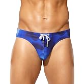 Arjen Kroos Men's Sexy Print Swim Briefs Low Rise Swimsuit | Funny prints / Drawstring secure fit / Quick-dry for beach, pool &amp; tanning