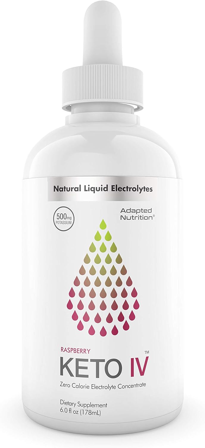 Keto IV Electrolyte Drops + High Potassium | No Leak Dropper Bottle | 500mg Potassium + Magnesium, Sodium & Zinc | Hint of Raspberry | 30 Servings