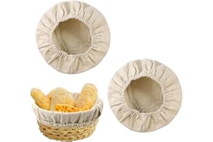 2pcs Round Bread Proofing Basket Cloth Liners, 10 Inch Sourdough Bread Proofing Bowl Liners Linen Baking Basket Liner Cover D