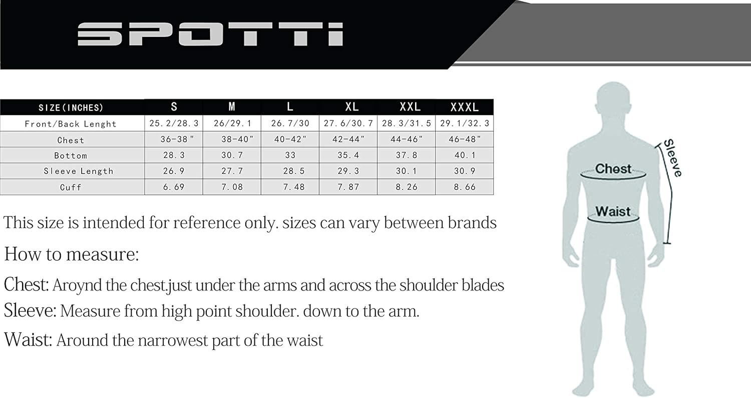 Spotti Men's Cycling Bike Jersey Long Sleeve with 3 Rear Pockets - Moisture Wicking, Breathable, Quick Dry Biking Shirt : Clothing