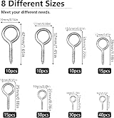 benlidoner 160Pcs Screw In Hooks Eye Bolts 8 Sizes Heavy Duty Indoor Outdoor view 2