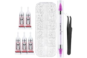 Canvalite Flatback Nail Pearls for Crafting, Multiple Sizes Half Pearls with 5Pcs B7000 Jewelry Glues & Picker Tools Bedazzling Bead for DIY Crafts Clothing Tumblers Shoes Decors Nail Art