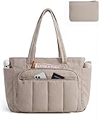 BAGSMART Tote Bag for Women, 2 Set Tote Bag with Zipper, Quilted Nurse Handbags for Work Travel College | 20L Capacity