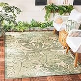 SAFAVIEH Washable Rug Outdoor Courtyard Collection - 5'3" x 7'7", Beige & Green, Non-Shedding & Easy Cleaning, Ideal for Pati