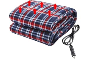 Big Hippo Electric Car Blanket, Heated 12-Volt Polar Fleece Electric Blanket Travel Throw for Car, Truck, SUV, RV - Great for Winter, Home, Road Trip and Camping Use (58"x41")