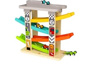 TOP Bright Car Ramp Toddler Toys for One Year Old Boy Gift, Car Race Track Toys for 1 Year Old Boy with 4 Mini Cars