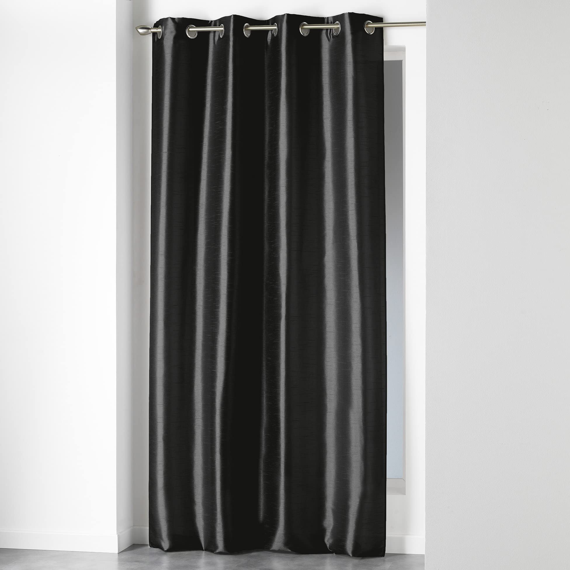 Douceur d'Intérieur - Polyester Eyelet Curtain - 140 x 240 cm, Ceramic, black, 140x1x240 cm
