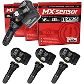 Autel MX TPMS Sensors, MaxiTPMS 315MHz/433MHz Tire Pressure Sensors | Set of 4, Rubber Valves, OE Press-in, Programmable with TS408, TS508WF, TS608, TS900, ITS600, MS906TS, MS906PRO-TS