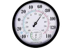 LIRCHES Indoor Outdoor Thermometer Hygrometer - Waterproof Hanging Wall Thermometer Decorative Outdoor Thermometer Large Numbers, No Battery Needed Outdoor Thermometers for Patio