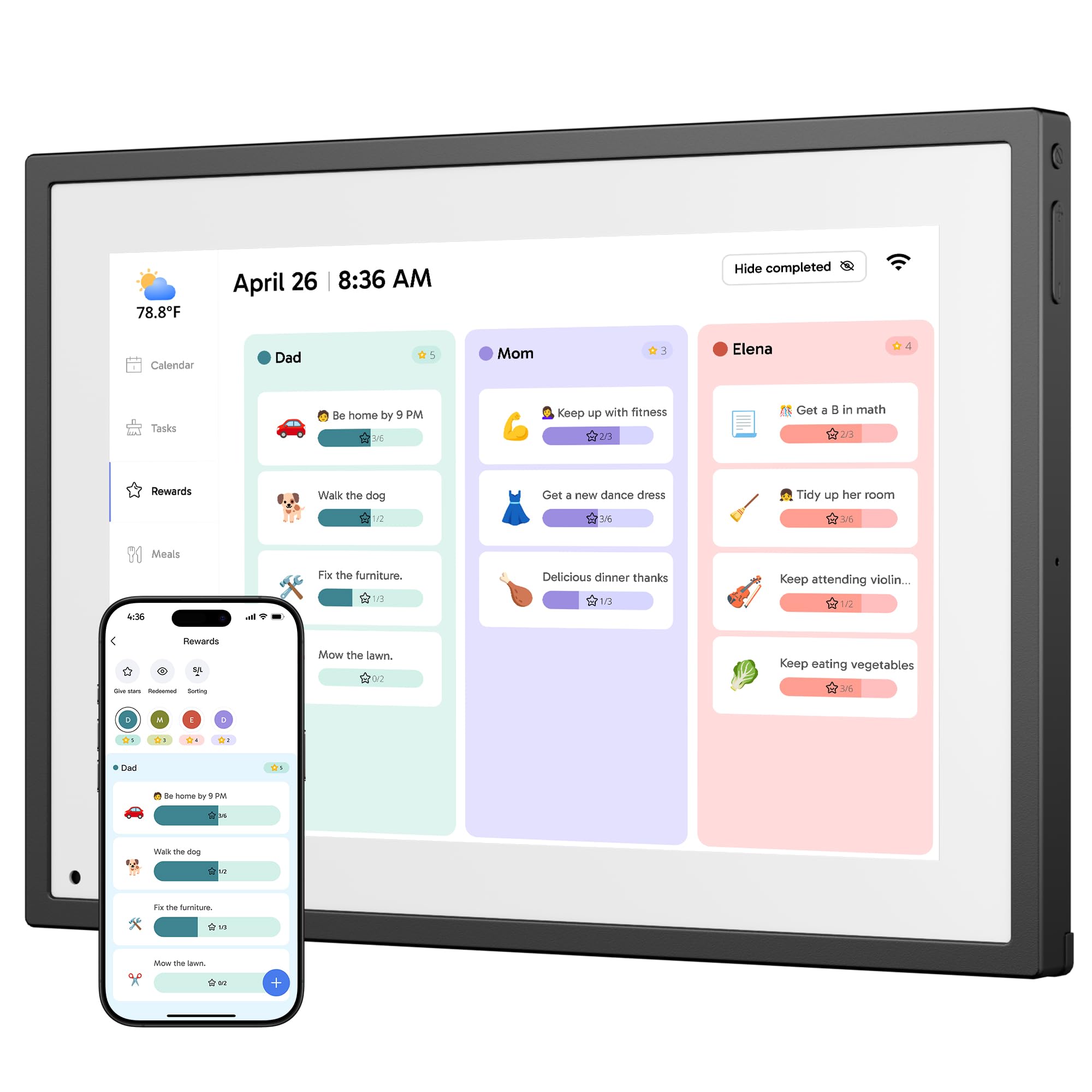 Photo 1 of Digital Calendar Touch Screen 10 Inch, Electronic Calendar Chore Chart with 1080P Interactive Touchscreen for Family Monthly/Weekly/Daily Planner, Smart Calendar with Desk Mount - Black