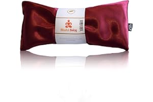 Blissful Being Lavender Eye Pillow - Hot or Cold Weighted Satin Eye Mask perfect for Sleeping, Yoga, Meditation - Gifts for Women, Birthday, Teachers - Natural Herbal Relaxation (Ruby)