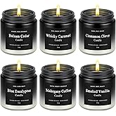 6 Pack Men Candles for Home Scented, Soy Wax 200 Hour Long Lasting Candle, Soy Candle Gifts Set for Birthday, Valentine, Christmas, Anniversary Present