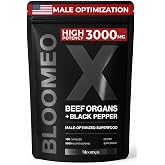 Beef Organ Supplement for Men, Bull Testicle &amp; Prostate 3000mg High Potency | 100% Grass-Fed/Finished, Enhanced Absorption, New Zealand Source, Freeze-Dried, USA-Made/Lab Tested, Zero Fillers