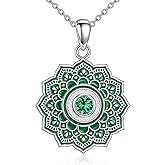AINFQY Lotus Necklace for Women 925 Sterling Silver Birthstone Pendant Lotus Flower Jewelry Birthday Mothers Day Christmas Gifts