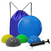 biguphate Wobble Cushion Set with Hedgehog Balance Pods &amp; Pump | Inflatable Wiggle Disc &amp; Stepping Pads For Adults. Ideal for Core Body Balance Training, Stability &amp; Fitness.